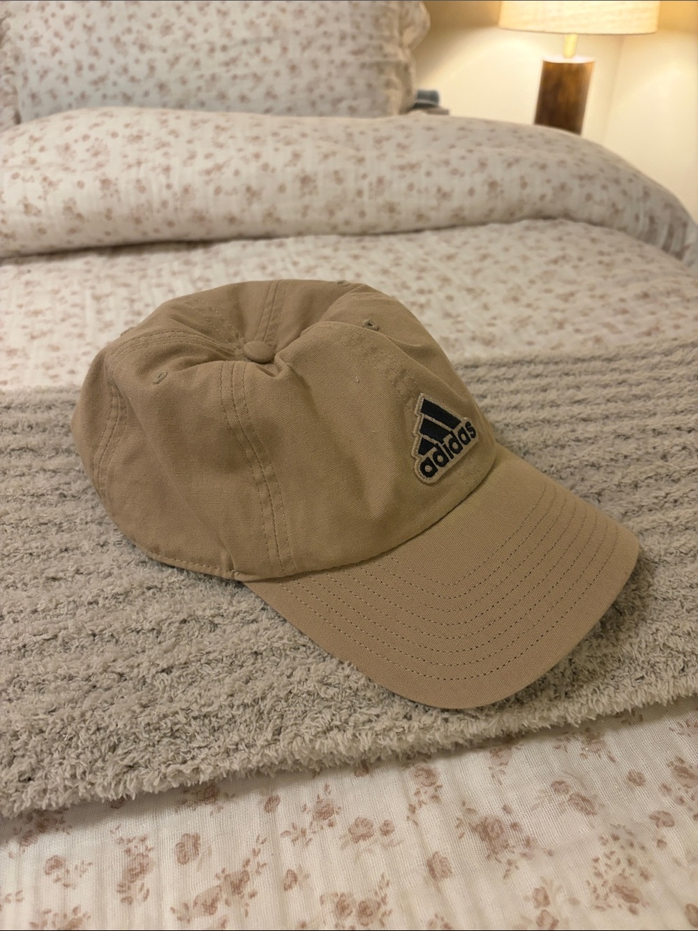 adidas Khaki Cotton Baseball Cap with Black Logo